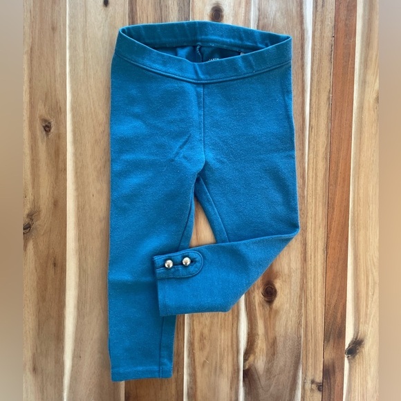 Janie and Jack Teal Leggings with Golden buttons - Picture 1 of 1